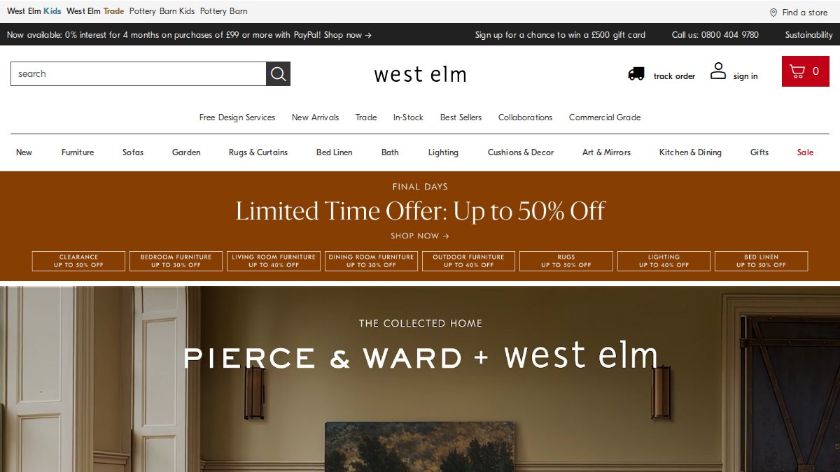 Screenshot of westelm.com interface
