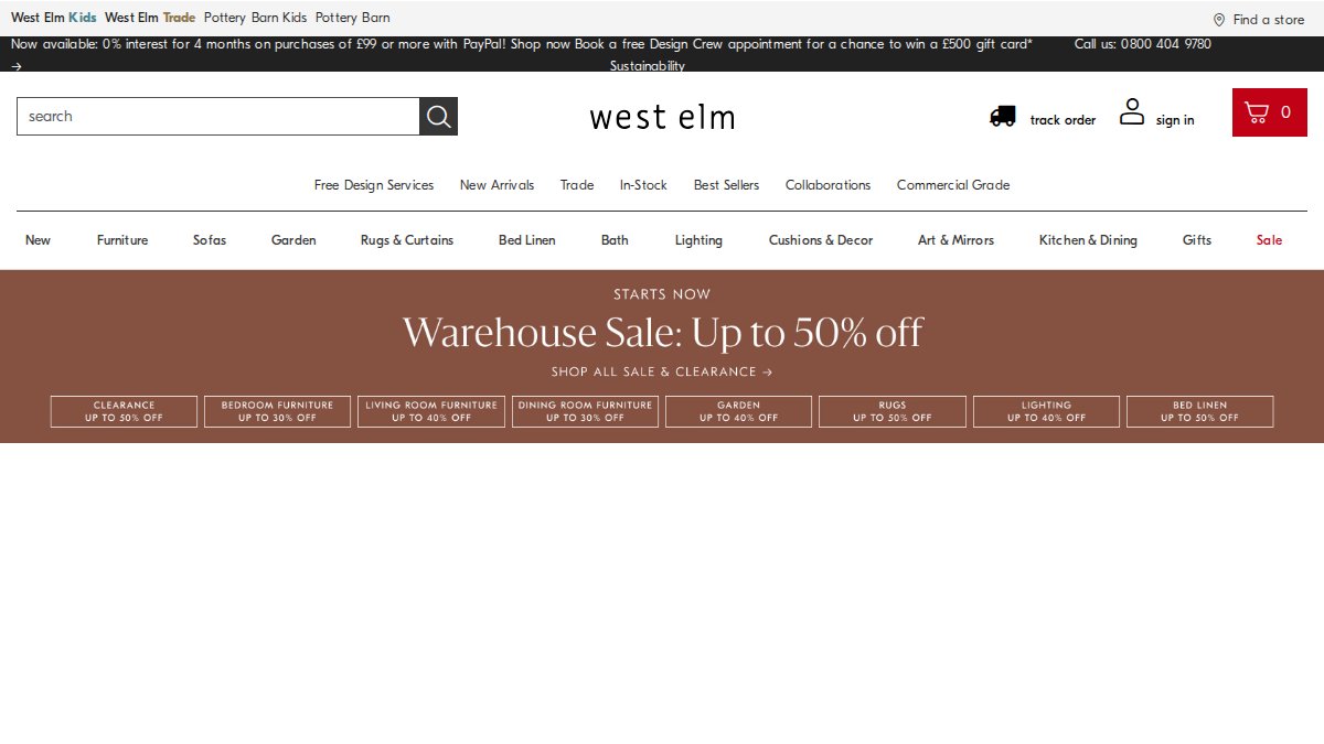 Screenshot of westelm.com interface