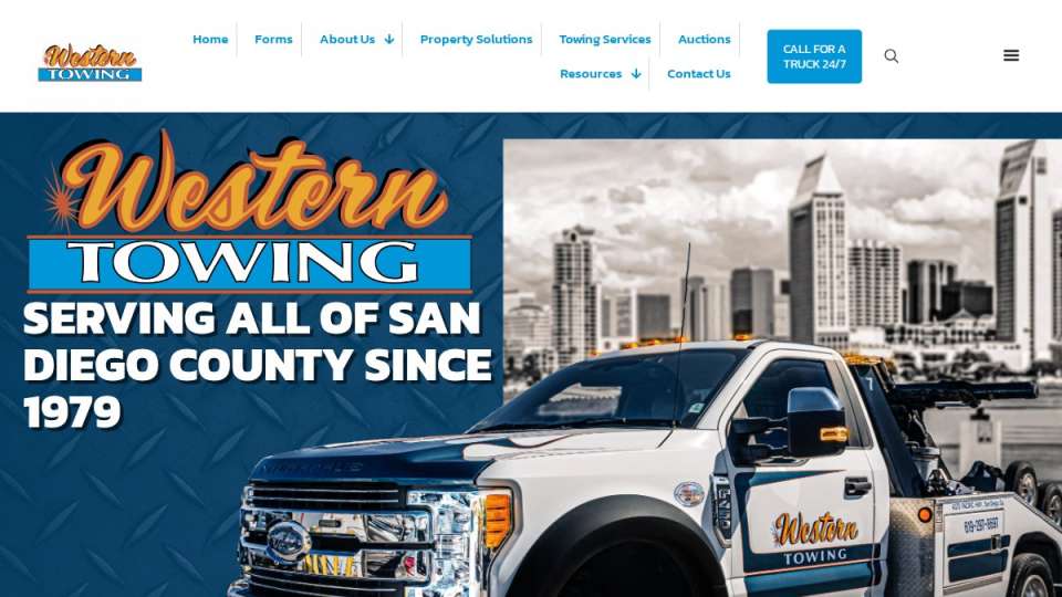Screenshot of westerntowing.com interface
