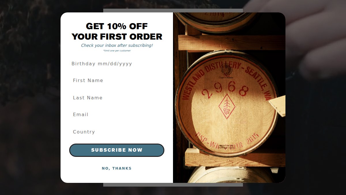 Screenshot of westlanddistillery.com interface