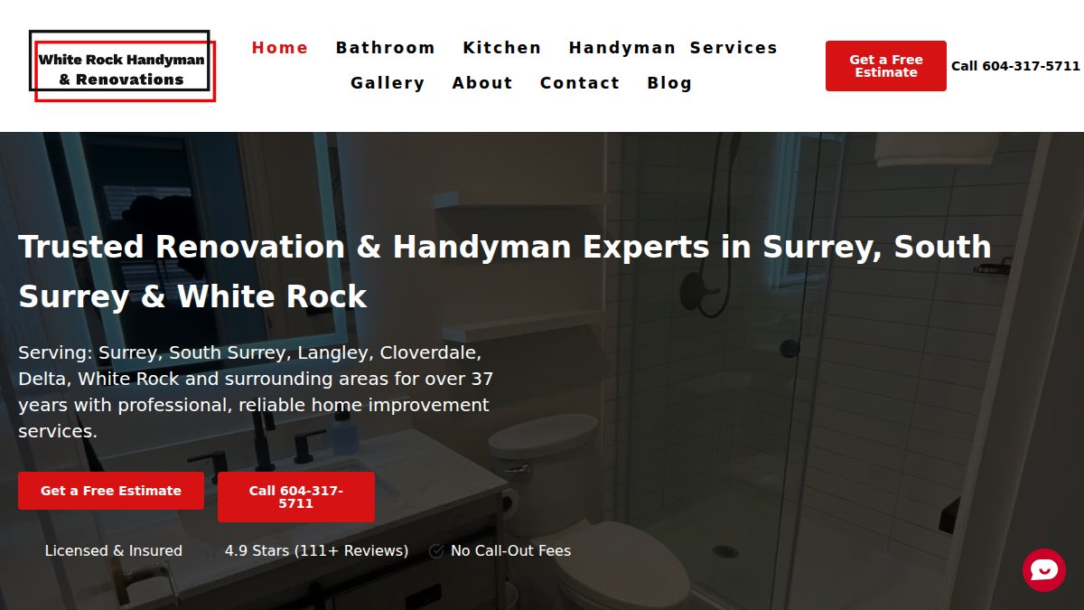 Screenshot of whiterockhandyman.ca interface