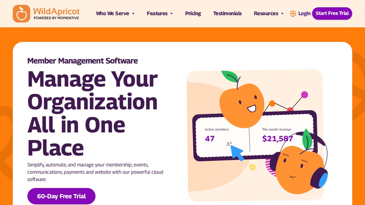 Screenshot of wildapricot.com interface