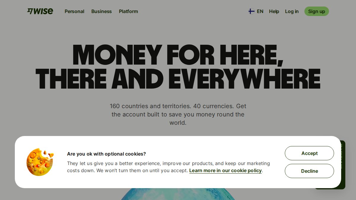 Screenshot of wise.com interface