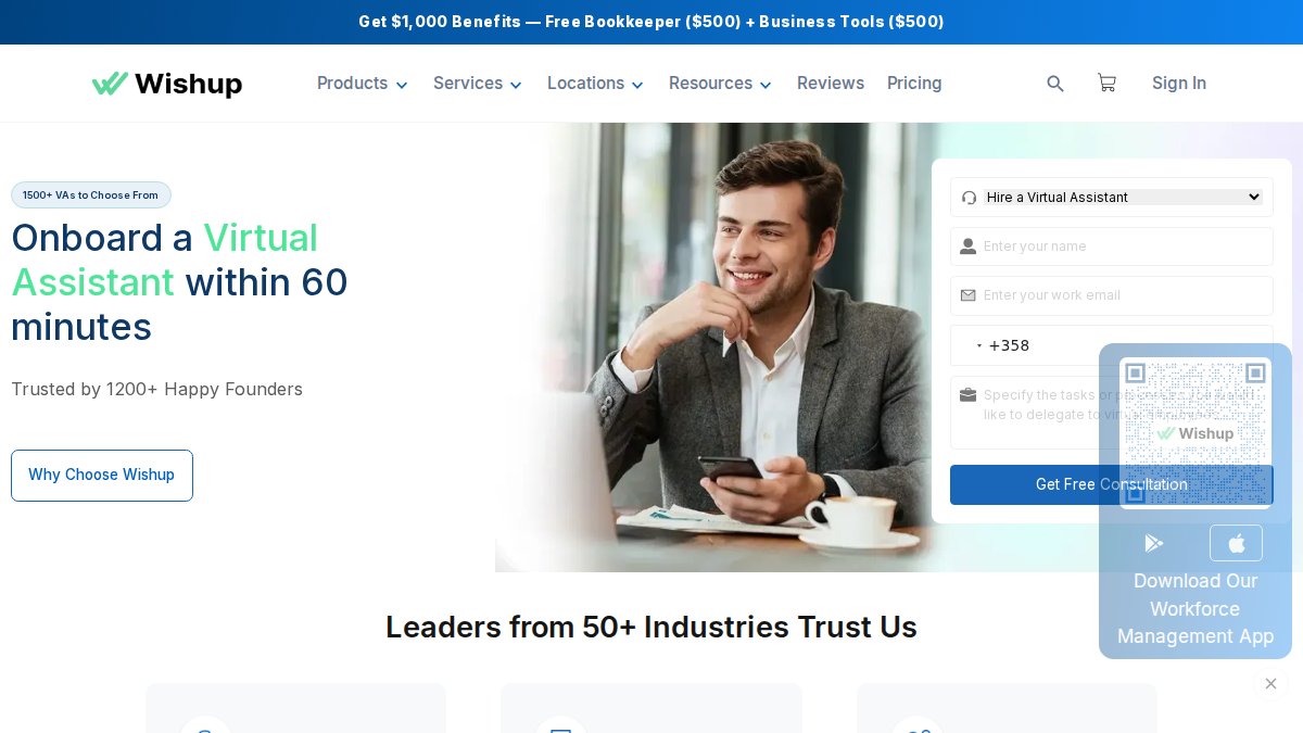 Screenshot of wishup.co interface