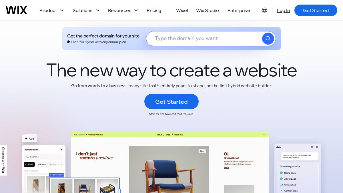 Screenshot of wix.com interface
