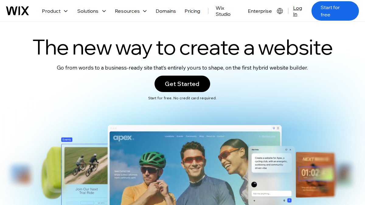 Screenshot of wix.com interface