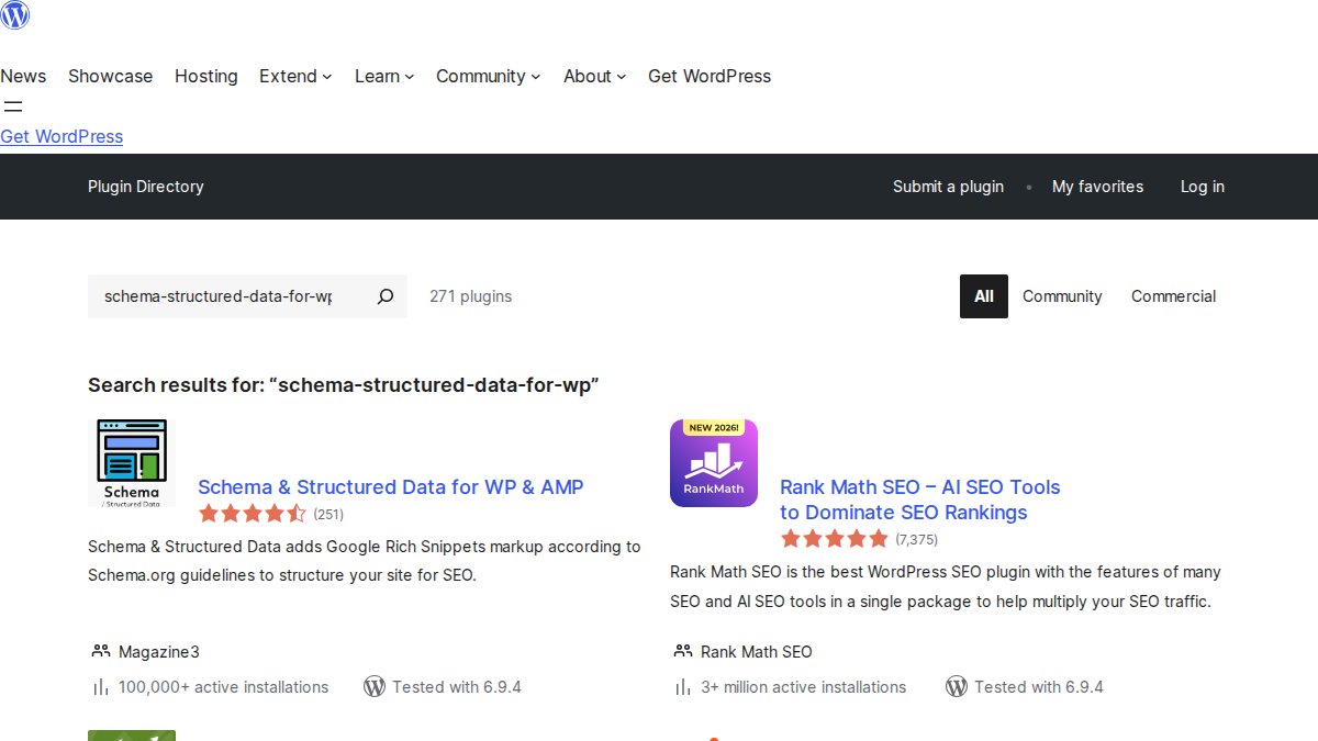Screenshot of Schema Structured Data For Wp page on wordpress.org