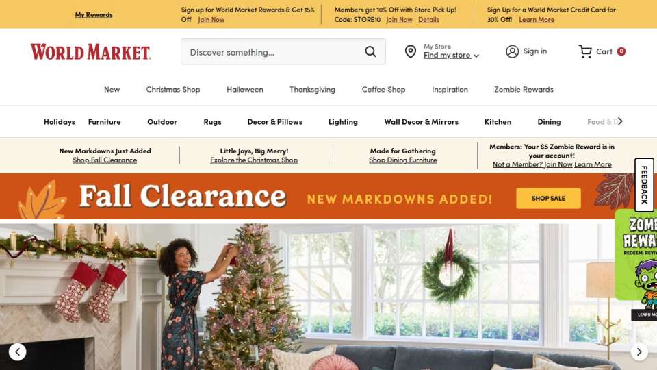 Screenshot of worldmarket.com interface