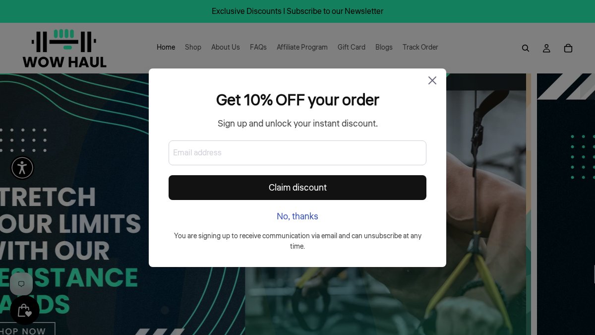 Screenshot of wowhaulstore.com interface