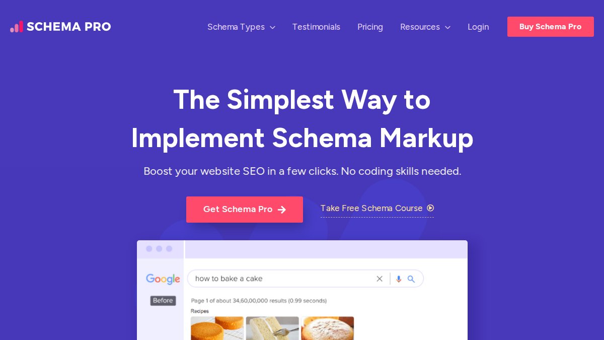 Screenshot of wpschema.com interface