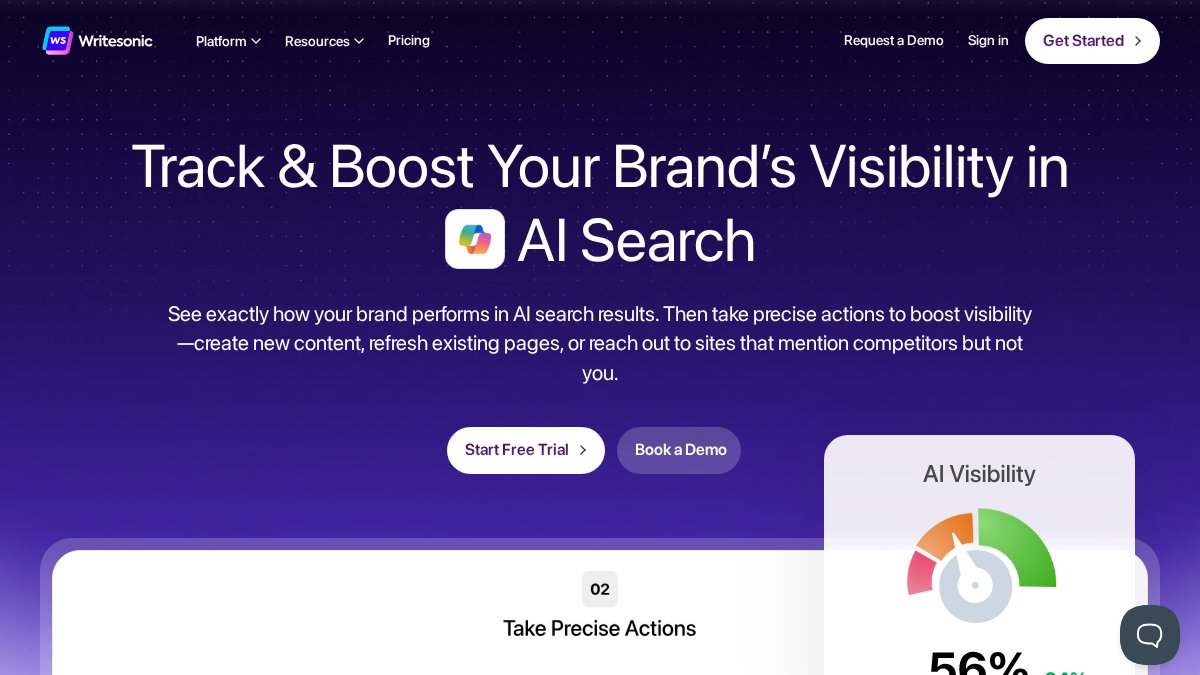 Screenshot of writesonic.com interface