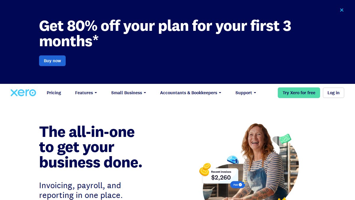 Screenshot of xero.com interface