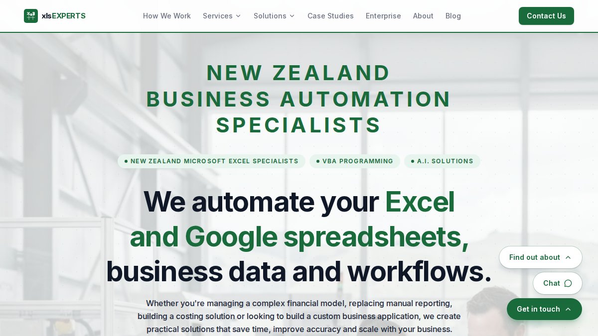 Screenshot of xlsexperts.co.nz interface