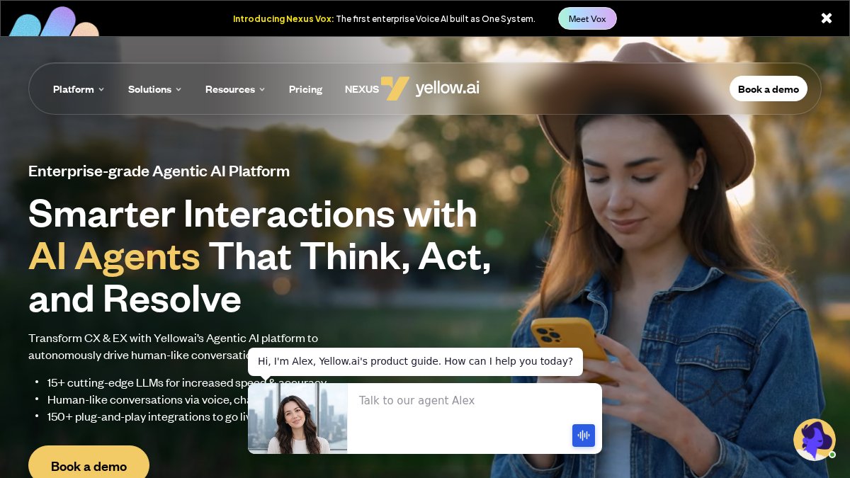 Screenshot of yellow.ai interface