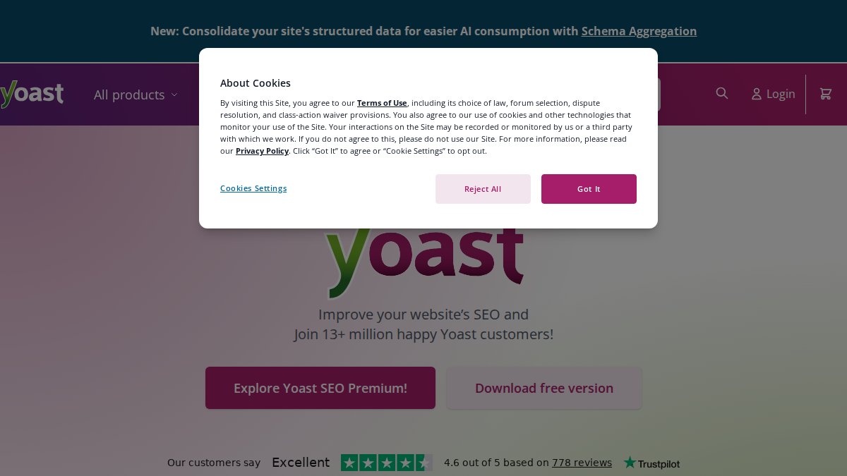 Screenshot of yoast.com interface