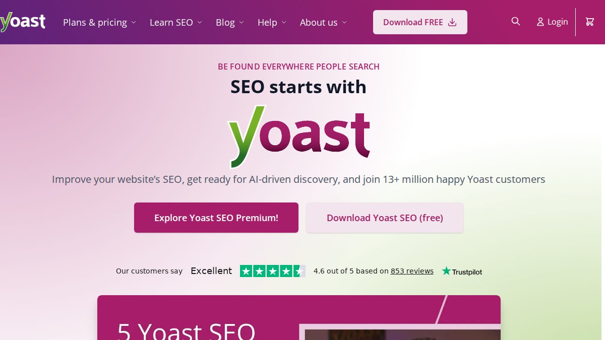 Screenshot of yoast.com interface
