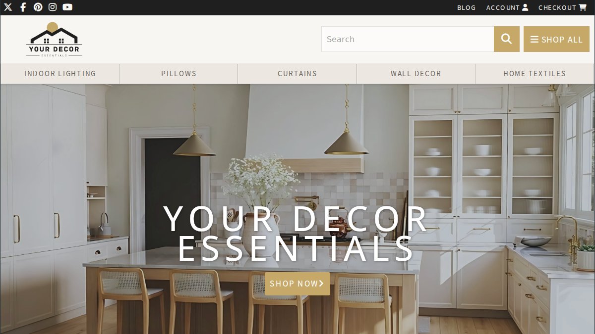 Screenshot of yourdecoressentials.com interface