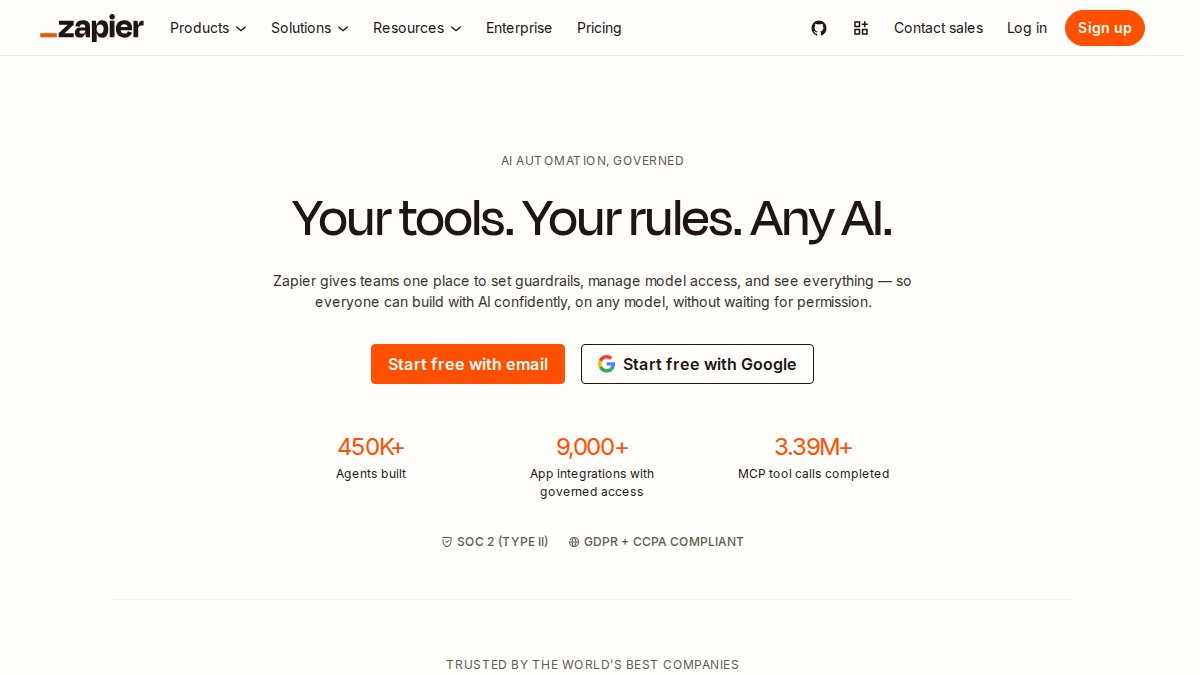 Screenshot of zapier.com interface