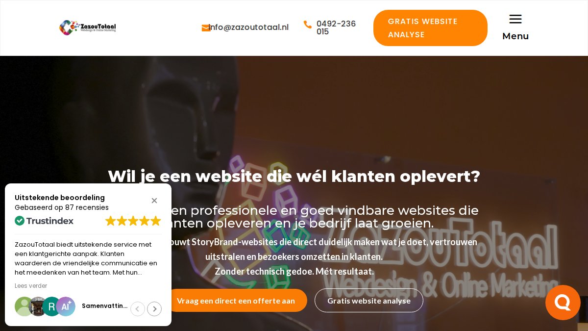 Screenshot of zazoutotaal.nl interface