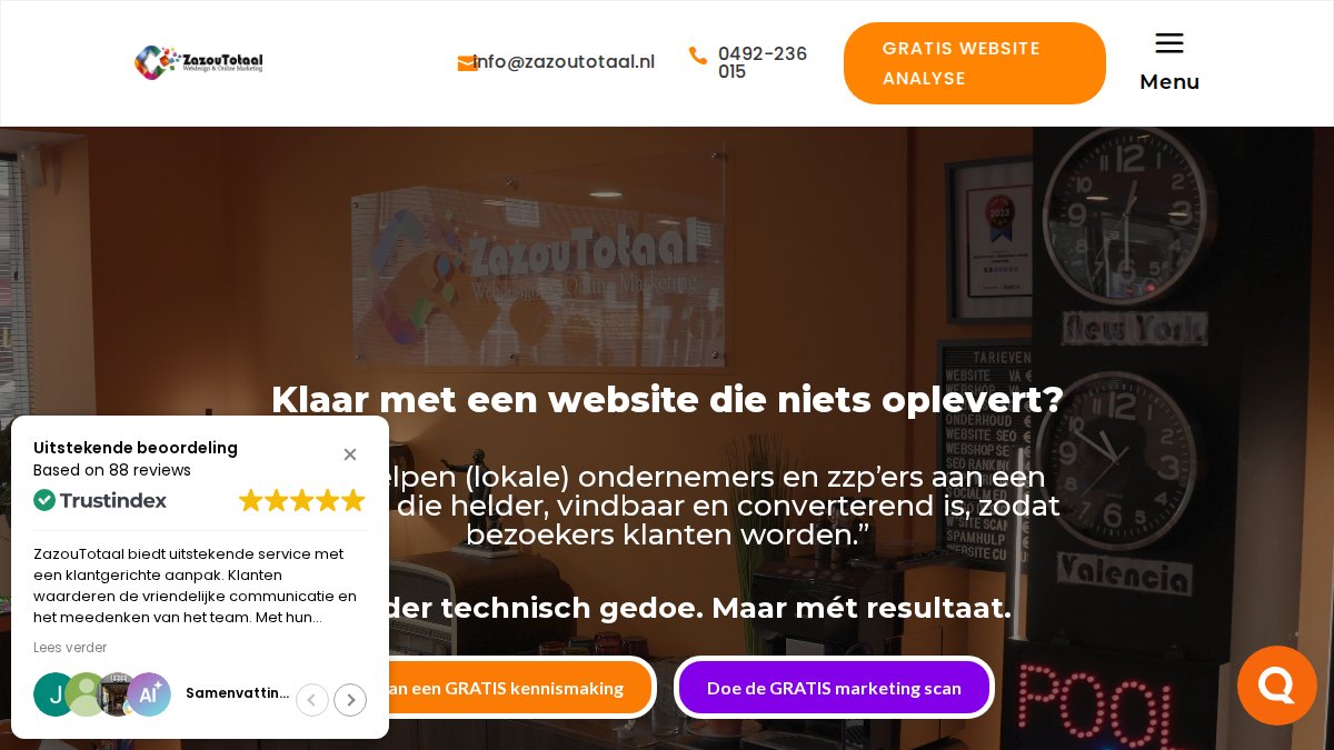 Screenshot of zazoutotaal.nl interface