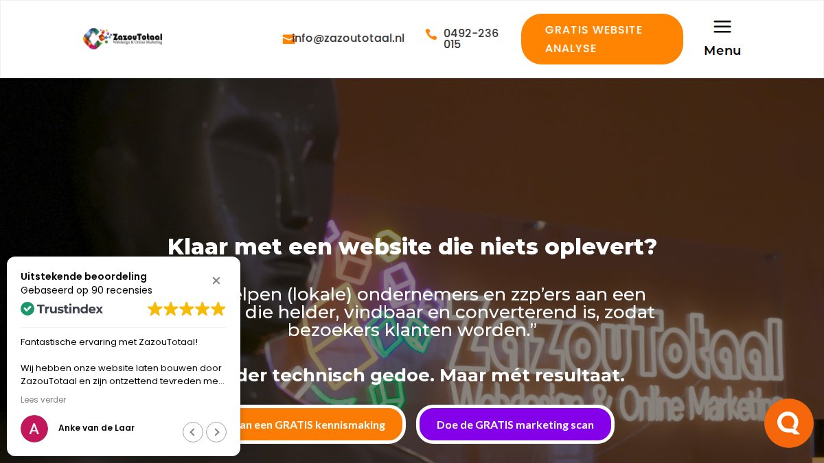 Screenshot of zazoutotaal.nl interface
