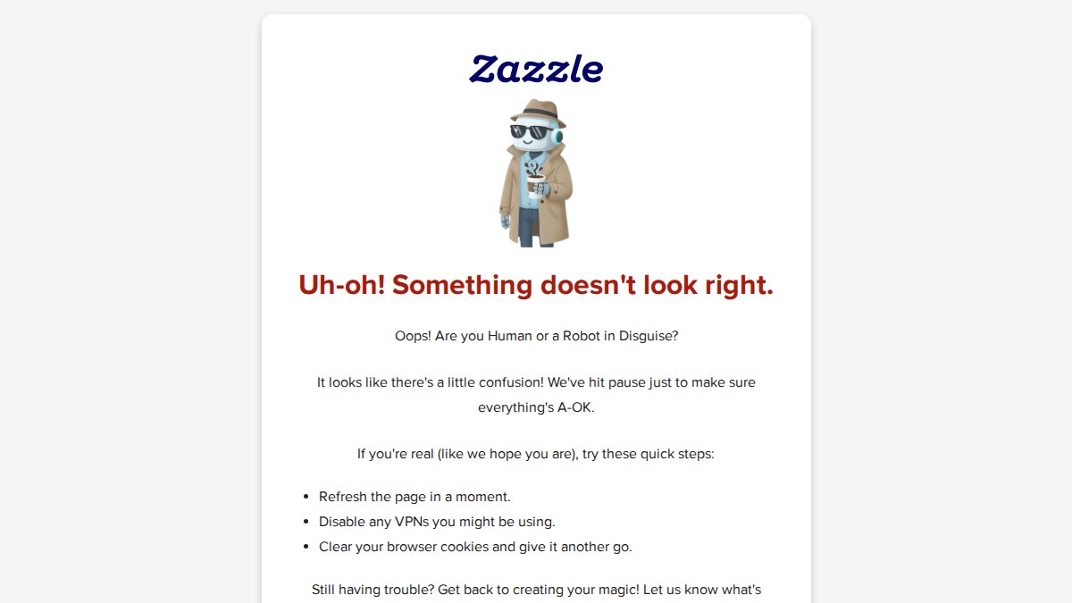 Screenshot of zazzle.com interface