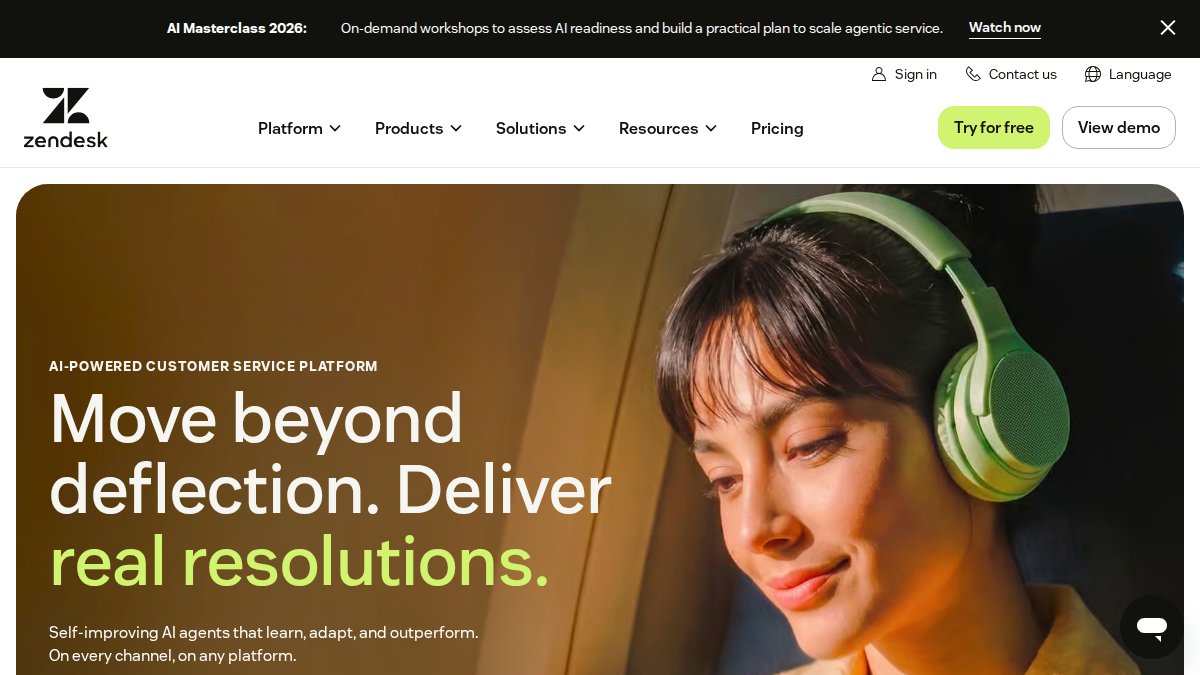 Screenshot of zendesk.com interface