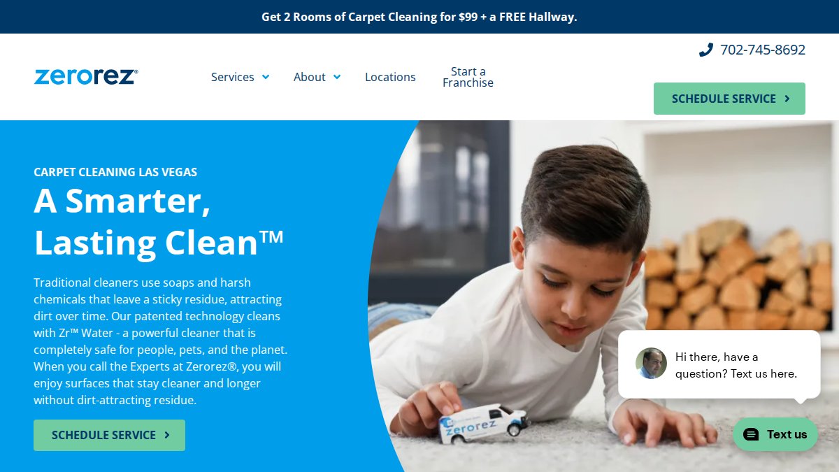 Screenshot of Lasvegas page on zerorez.com