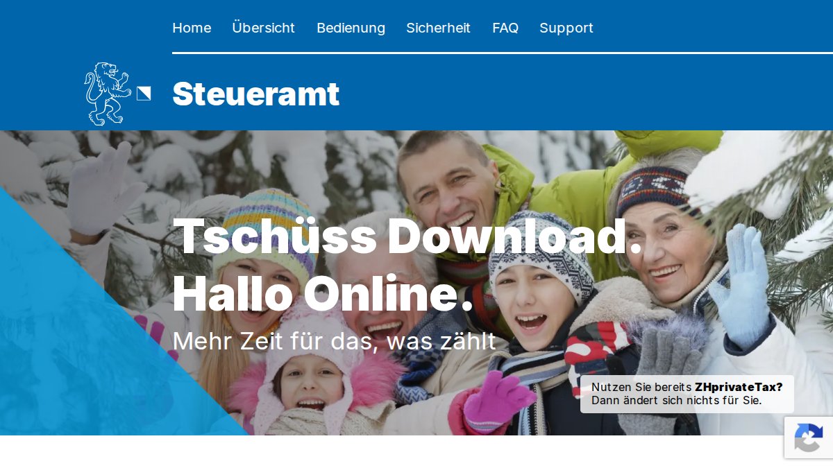 Screenshot of zhprivatetax.ch interface