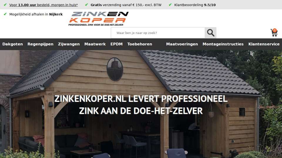 Screenshot of zinkenkoper.nl interface