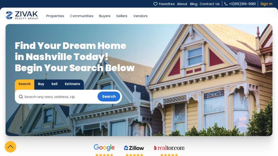 Screenshot of zivakrealtygroup.com interface