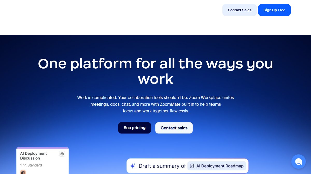 Screenshot of Zoom One page on zoom.us