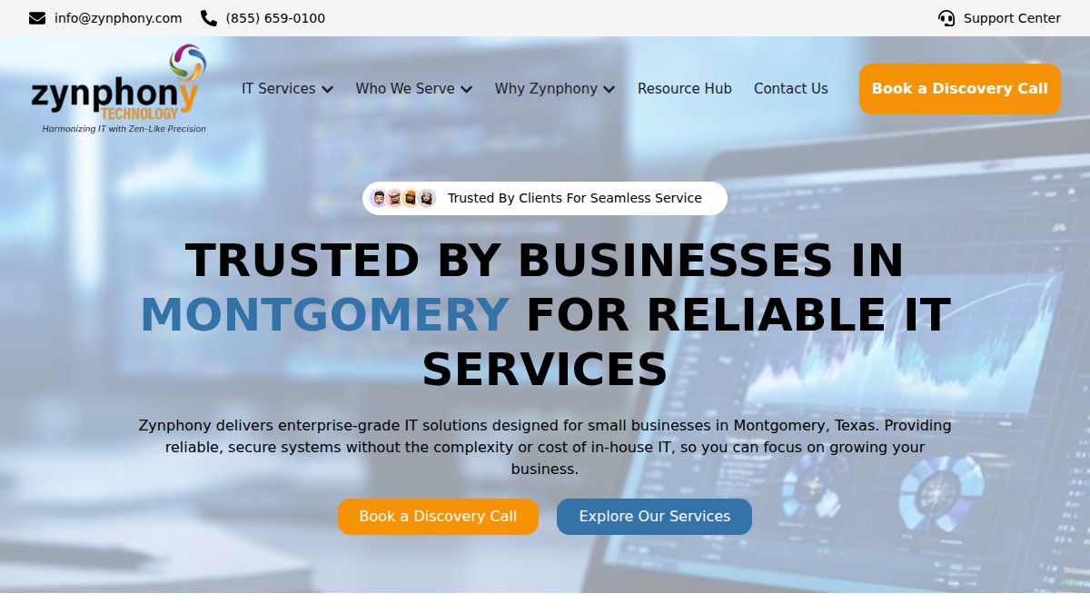 Screenshot of Montgomery page on zynphony.com